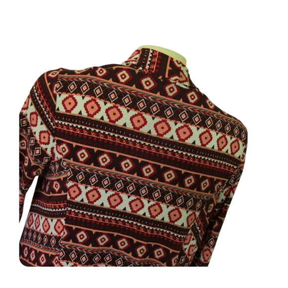 LA ROPAS Flowy Tassled Aztec Native Design Long Sleeve Kimono Red Cream Medium - Picture 5 of 9